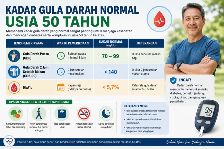 kadar gula darah normal usia 50 tahun