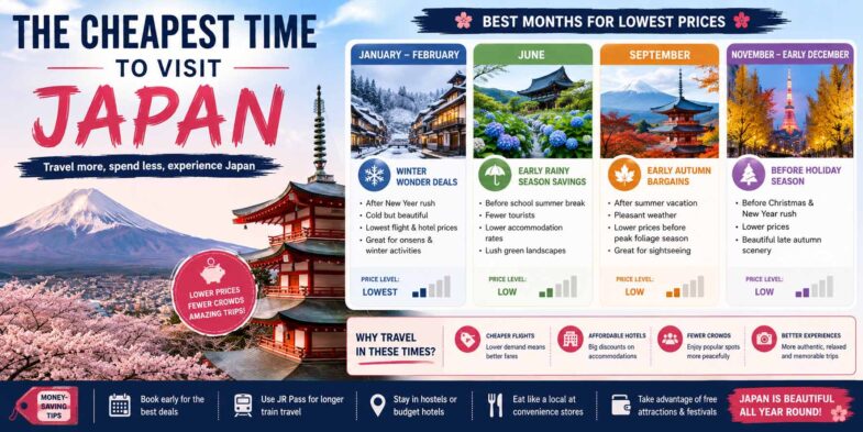 cheapest time to visit japan
